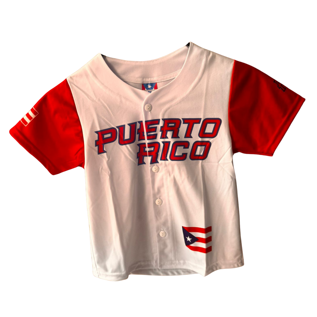 Puerto Rico Kids Baseball Jersey – PR Flag Youth Button Shirt