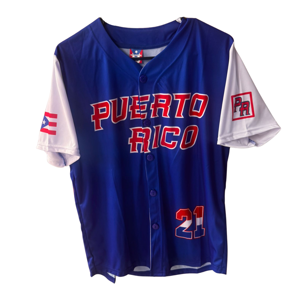 BoriShirt Puerto Rico Blue Jersey #21 – Classic Boricua Style 🇵🇷⚾