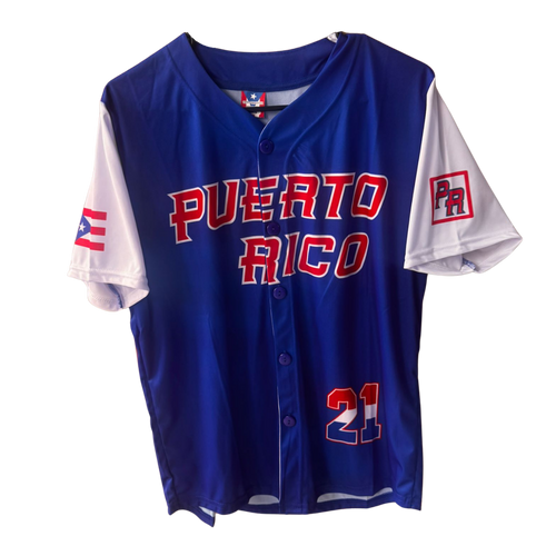 BoriShirt Puerto Rico Blue Jersey #21 – Classic Boricua Style 🇵🇷⚾