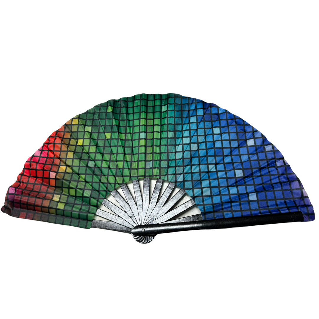 Hand Fan - Rainbow Mosaic