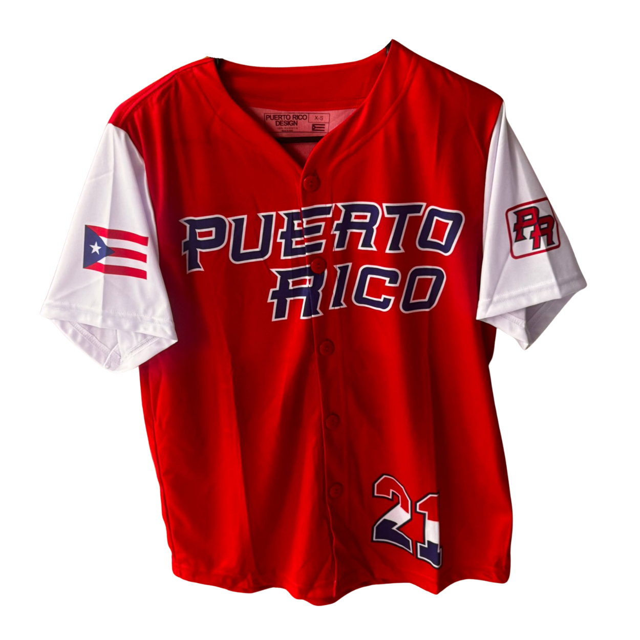 Puerto Rico Red Baseball Jersey – PR Flag Button-Down Shirt