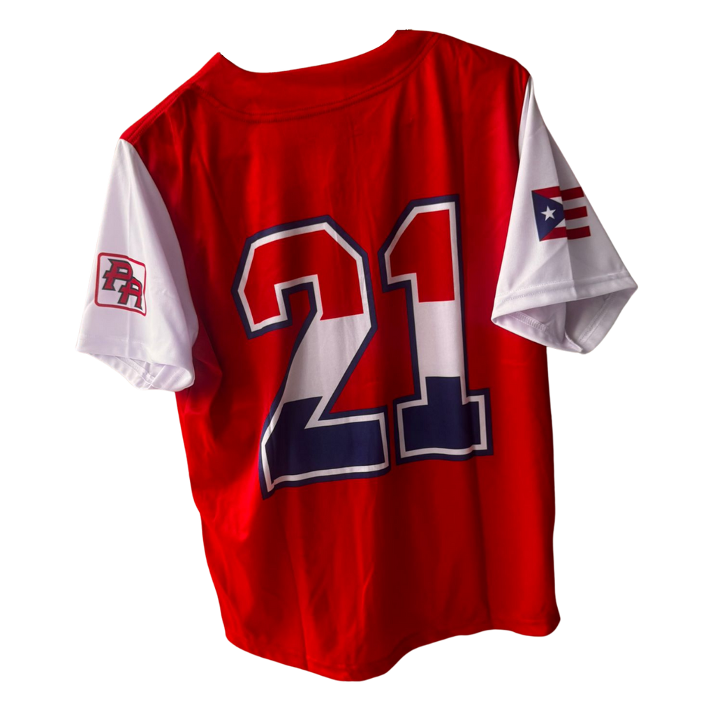 Puerto Rico Red Baseball Jersey – PR Flag Button-Down Shirt