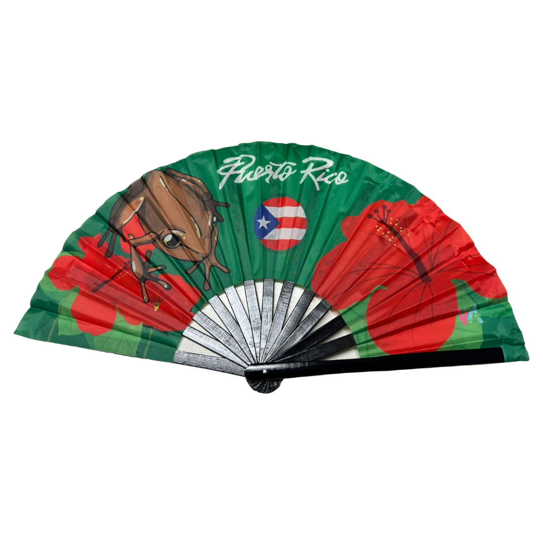 Hand Fan - Coquí & Maga Flower Puerto Rico