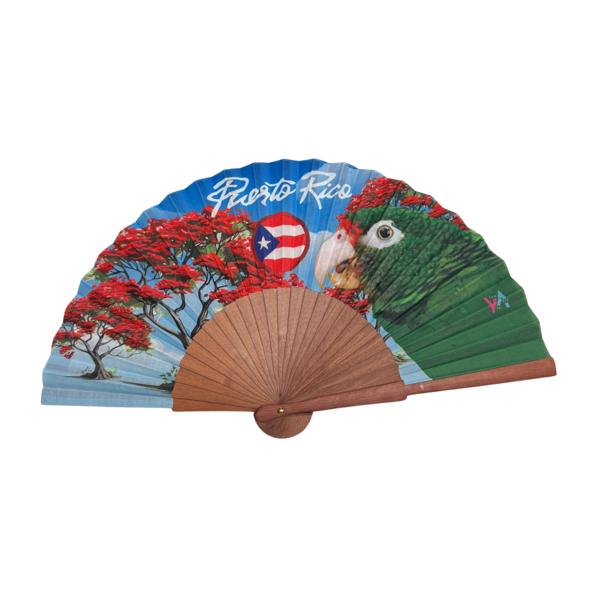Hand Fan - Loro y Flamboyán Puerto Rico